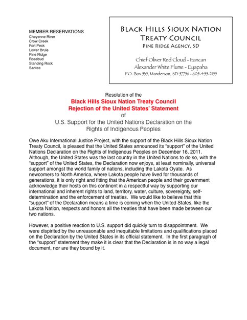 BHSNTC Rejection of US Stmnt